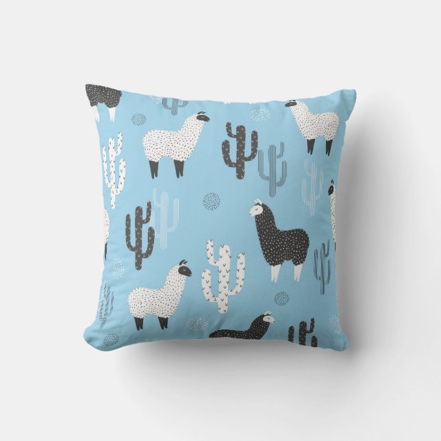 Llama and cactus, cute pattern. cushion (Front)