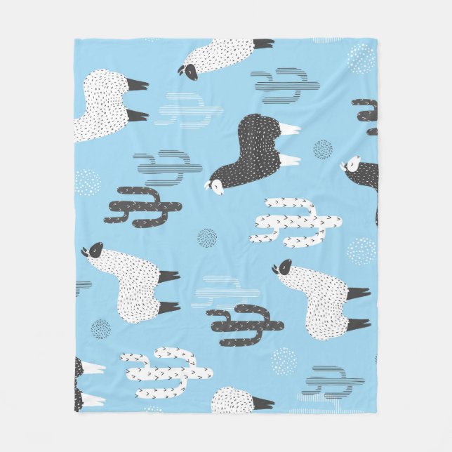 Llama and cactus, cute pattern. fleece blanket (Front)
