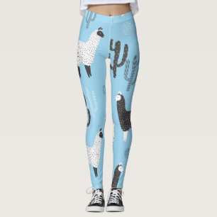 Llama and cactus, cute pattern. leggings