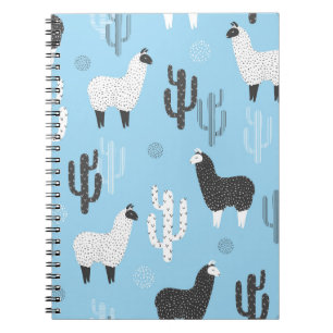 Llama and cactus, cute pattern. notebook