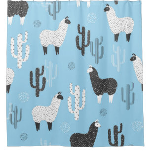 Llama and cactus, cute pattern. shower curtain