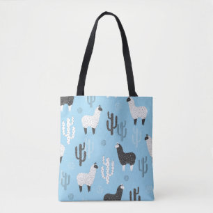 Llama and cactus, cute pattern. tote bag