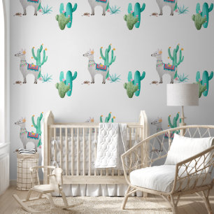 Llama and Cactus Wallpaper, Mexican Flair  Wallpaper