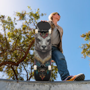 Llama And Flower Portrait, Skateboard