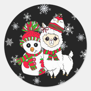 Llama and Snowman Christmas Stickers
