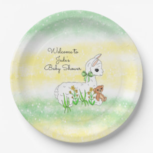 Llama and Teddy Bear Themed Baby Shower Paper Plate
