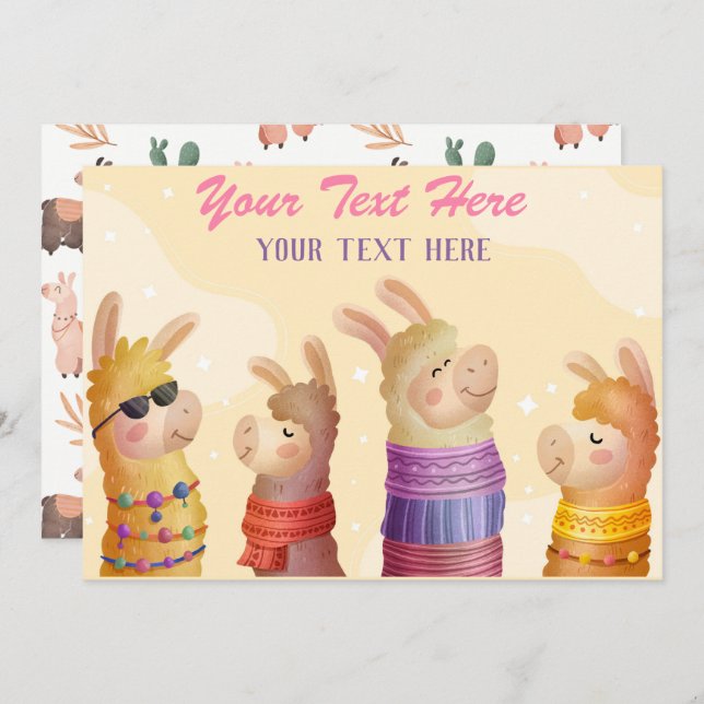 Llama Any Event  Invitation (Front/Back)