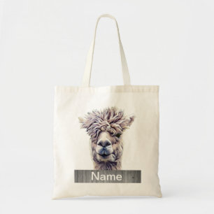 Llama Art Personalised name Colour Tote Bag