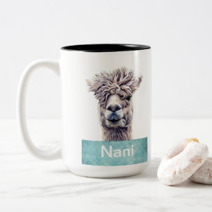 Llama Art Personalised name Colour Two-Tone Coffee Mug