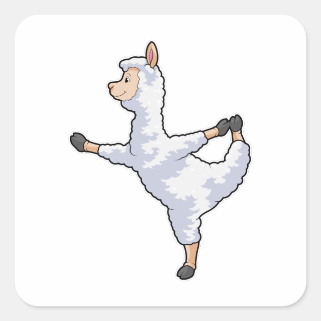 Llama at Yoga Fitness Square Sticker (Front)