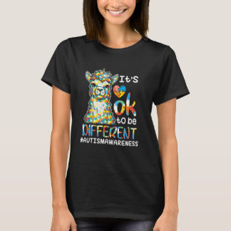 Llama Autistic It's OK To Be Different Autism Supp T-Shirt