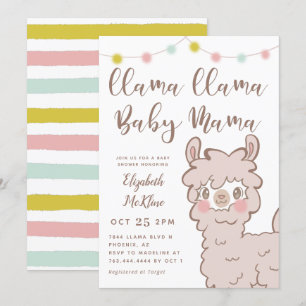 Llama Baby Mama Gender Neutral Shower Invitation