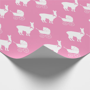Llama Baby Shower Cute Pink Girl Wrapping Paper
