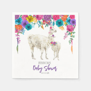 Llama Baby Shower Fiesta Floral Napkin