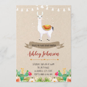 Llama baby shower invitation