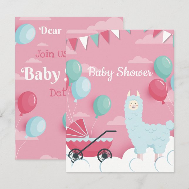 Llama Baby Shower Invitation (Front/Back)