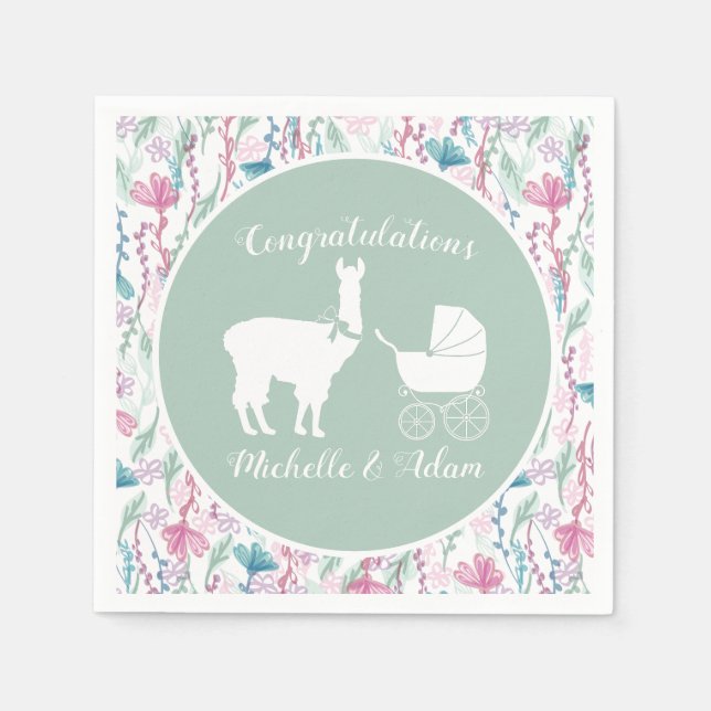 Llama Baby Shower  Napkin (Front)