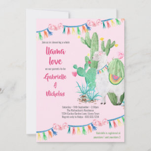 Llama Baby Shower Pink Llama Love Invitation