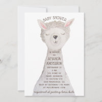 Llama Baby Shower | Sweet Watercolor Alpaca Animal