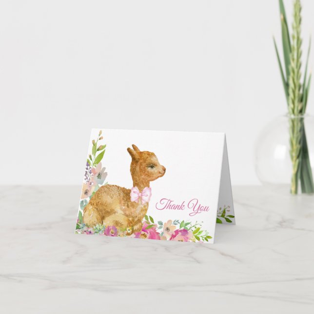Llama Baby Shower Thank You Card (Front)