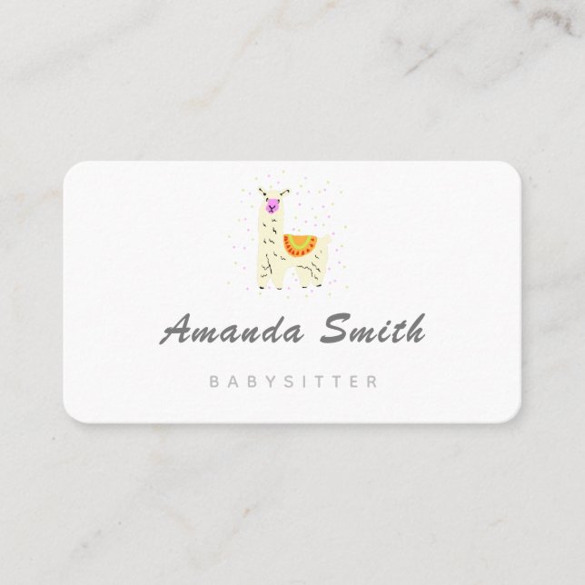 Llama Babysitter Minimal Business Card (Front)