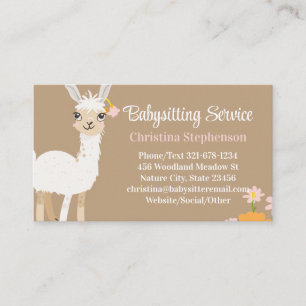 Llama Babysitter Nanny Childcare Service Business Card