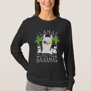 Llama Bahamas Souvenir Travel Vacation Bahamian Fl T-Shirt