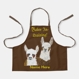 Llama Baker In Training and  (Name Here) Kids Apron