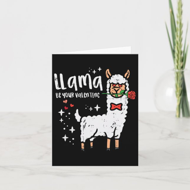 Llama Be Your Valentine Alpaca Men Boys Kids Youth Card (Front)