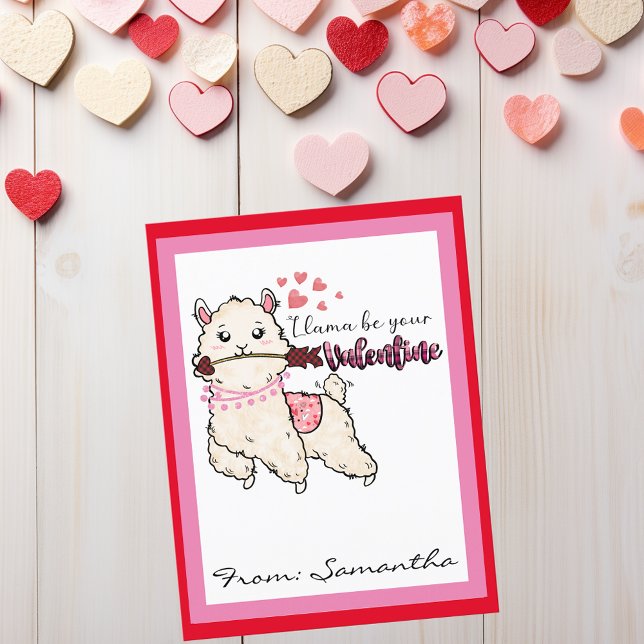 Llama be your Valentines Cute Kids Postcard (Creator Uploaded)