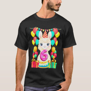 Llama Birthday 6 Year Old 6th Bday Cute Llama Love T-Shirt
