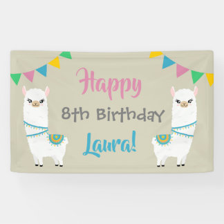 Llama Birthday Banner
