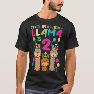 Llama Birthday For Girls 2nd Birthday Party Alpaca T-Shirt