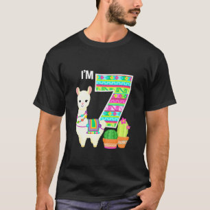 Llama Birthday Im 7 Farm Llama Theme 7th Birthday T-Shirt