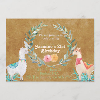 Llama Birthday Invitation