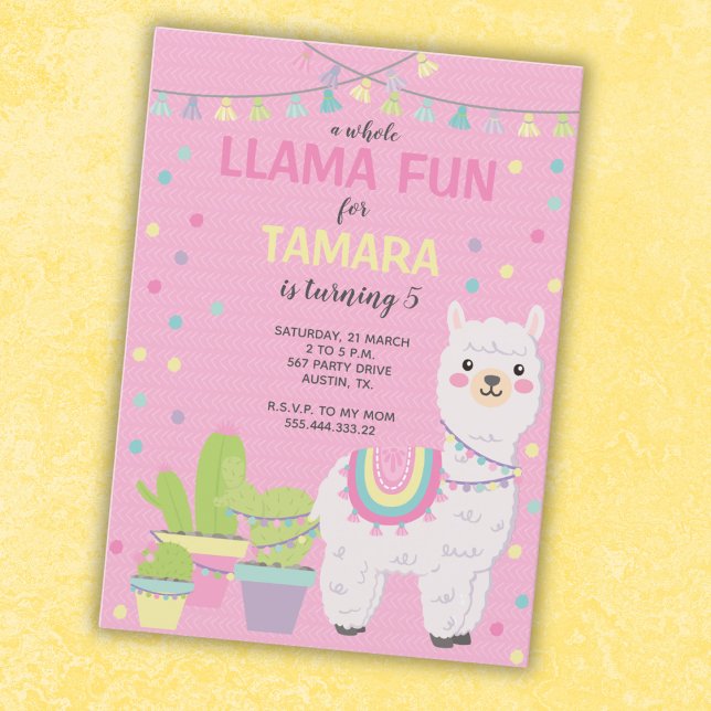 llama Birthday Invitation, cute llama Invitation (Creator Uploaded)