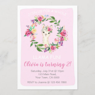 Llama Birthday Invitation for a Girl