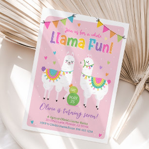 Llama Birthday Invitation, Llama Fiesta Invite