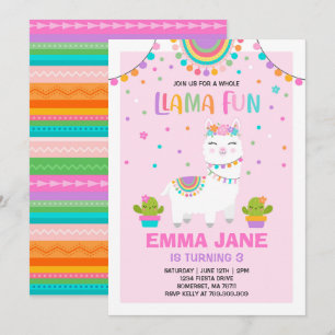 Llama Birthday Invitation Whole Llama Fun Party