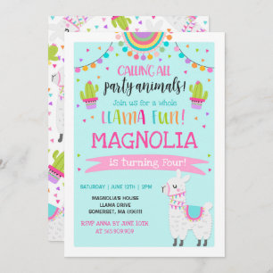 Llama Birthday Invitation Whole Llama Fun Party