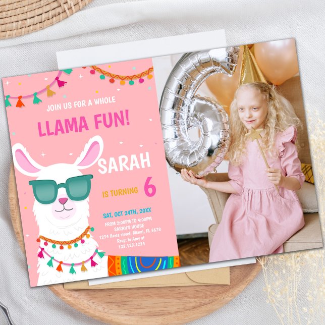 Llama Birthday Invitations with photo (Llama Birthday Invitations with photo)
