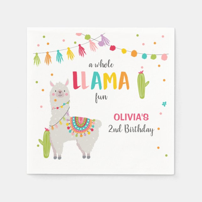 Llama birthday Paper Napkins Alpaca Fiesta Cactus (Front)