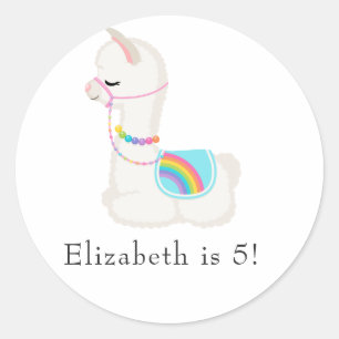 Llama Birthday Party Classic Round Sticker