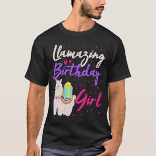 Llama Birthday Party Llamazing Cute Girls 7th 8th T-Shirt