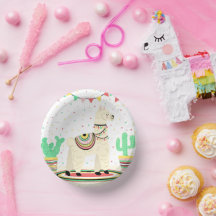Llama Birthday Party Paper Plates