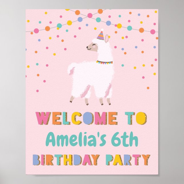 Llama Birthday Welcome Sign (Front)