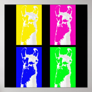 llama-blocks graphic print poster