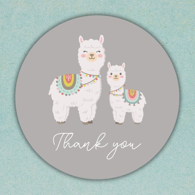 llama boho baby shower classic round sticker (Creator Uploaded)