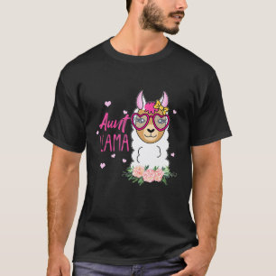 Llama Boho Flowers Pink Heart T-Shirt