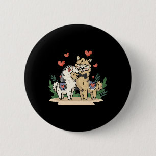 Llama Bride And Groom Wedding Art Matching Couple 6 Cm Round Badge